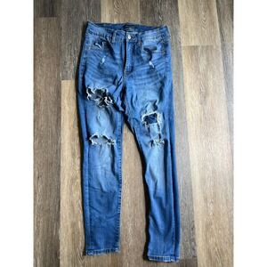 Aeropostale High Rise Jeggings Womens 10 Reg Blue Good Distressed Ripped Denim
